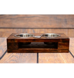 Berner Sennenhund, Dürrbächler, Bouvier bernois - Holzständer mit Näpfen für Hunde, Edelstahlnäpfe, Geschenk zur Adoption eines Hundes von der Marke Art-Dog