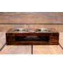 Bernese Mountain Dog, Berner Sennenhund - wooden stand with bowls for a dog, steel dog bowls, a gift for adopting a dog from the Art-Dog brand