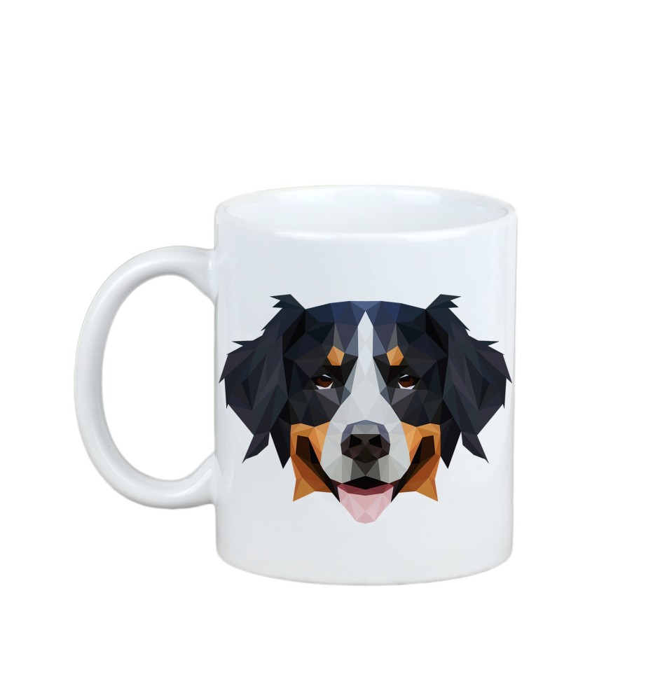 Bouvier bernois - tasse avec une photo et un motif de chien géométrique Art-Dog