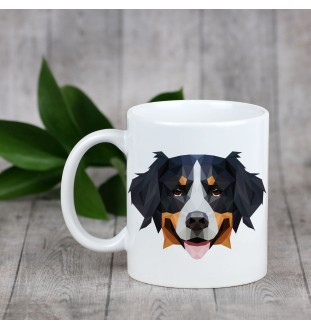 Bernese Mountain Dog, Berner Sennenhund - cup with a geometric dog image and the inscription Art-Dog