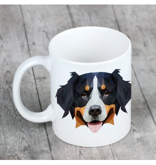 Bernese Mountain Dog, Berner Sennenhund - cup with a geometric dog image and the inscription Art-Dog