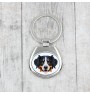 Berner Sennenhund, Dürrbächler, Bouvier bernois - geometrischer Schlüsselanhänger mit Foto und Aufschrift Art-Dog