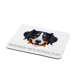 Bernese Mountain Dog, Berner Sennenhund - geometric mouse pad with a picture and text by Art-Dog
