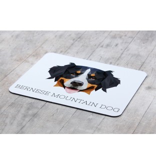 Bernese Mountain Dog, Berner Sennenhund - geometric mouse pad with a picture and text by Art-Dog
