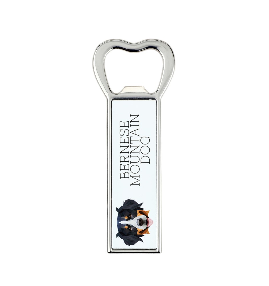 Bernese Mountain Dog, Berner Sennenhund - bottle opener with a picture and inscription for beer by Art-Dog