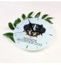 Bernese Mountain Dog, Berner Sennenhund - geometric wall clock with a picture and the brand name Art-Dog