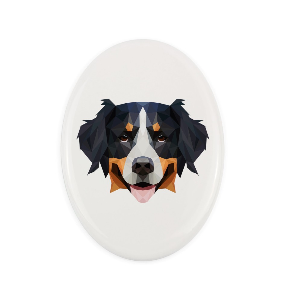 Bouvier bernois - une plaque avec une photo et un motif géométrique de la marque Art-Dog
