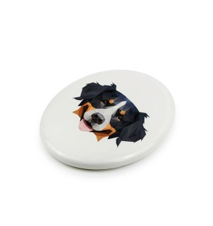 Bernese Mountain Dog, Berner Sennenhund - a plate with a geometric design and the brand name Art-Dog