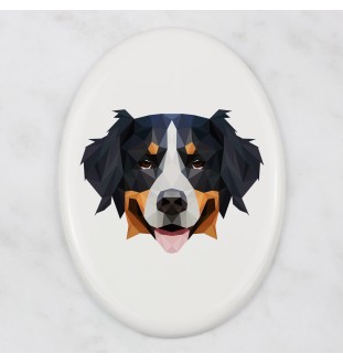 Bernese Mountain Dog, Berner Sennenhund - a plate with a geometric design and the brand name Art-Dog