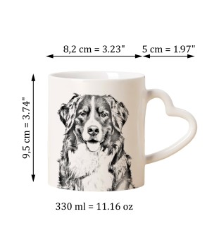 Bernese Mountain Dog, Berner Sennenhund - cup with a dog, adorable cup with a heart-shaped handle, universal gift from the Art-Dog brand