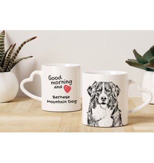 Bernese Mountain Dog, Berner Sennenhund - cup with a dog, adorable cup with a heart-shaped handle, universal gift from the Art-Dog brand