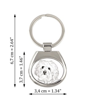 Bologneser, Bichon Bolognese - Schlüsselanhänger mit Hund, Anhänger mit Aufdruck, personalisierter Anhänger der Marke Art-Dog