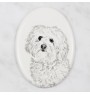 Bichon Bolognese, Bolo, Botoli, Bottolo - commemorative plaque with a photo of a dog, tombstone with a print, personalized oval plaque from the Art-Dog brand