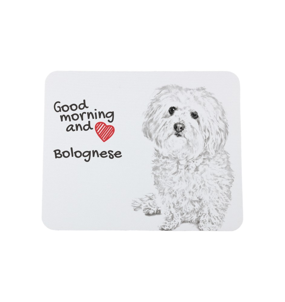 Bologneser, Bichon Bolognese - Mauspad mit Druck, personalisiertes Mauspad mit Hund, einzigartiges Gadget für Büroangestellte von Art-Dog.