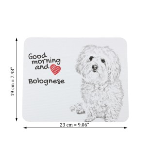 Bologneser, Bichon Bolognese - Mauspad mit Druck, personalisiertes Mauspad mit Hund, einzigartiges Gadget für Büroangestellte von Art-Dog.