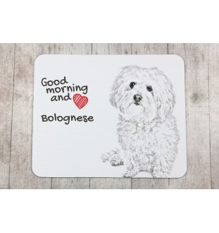 Bologneser, Bichon Bolognese - Mauspad mit Druck, personalisiertes Mauspad mit Hund, einzigartiges Gadget für Büroangestellte von Art-Dog.