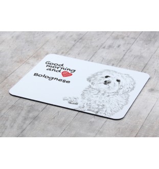 Bologneser, Bichon Bolognese - Mauspad mit Druck, personalisiertes Mauspad mit Hund, einzigartiges Gadget für Büroangestellte von Art-Dog.