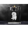Bologneser, Bichon Bolognese - Kerzenhalter mit Hundefoto, Teelichthalter aus Kristall, personalisiertes Geschenk der Marke Art-Dog