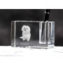 Bichon Bolognese, Bolo, Botoli, Bottolo - Pen stand, crystal organiser with dog photo, unique desk decoration by Art-Dog brand