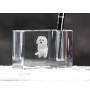 Bologneser, Bichon Bolognese - Stifthalter, Kristallorganizer mit Hundefoto, einzigartige Schreibtischdekoration der Marke Art-Dog
