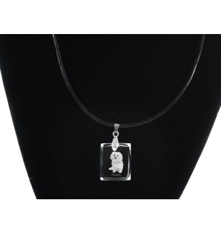 Bichon bolonais, Bolognese - Pendentif chien en cristal, collier photo, bijoux uniques par Art-Dog