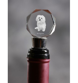 Bichon bolonais, Bolognese - Bouchon de bouteille, bouchon de vin en cristal avec photo, cadeau personnalisé pour barman par la marque Art-Dog