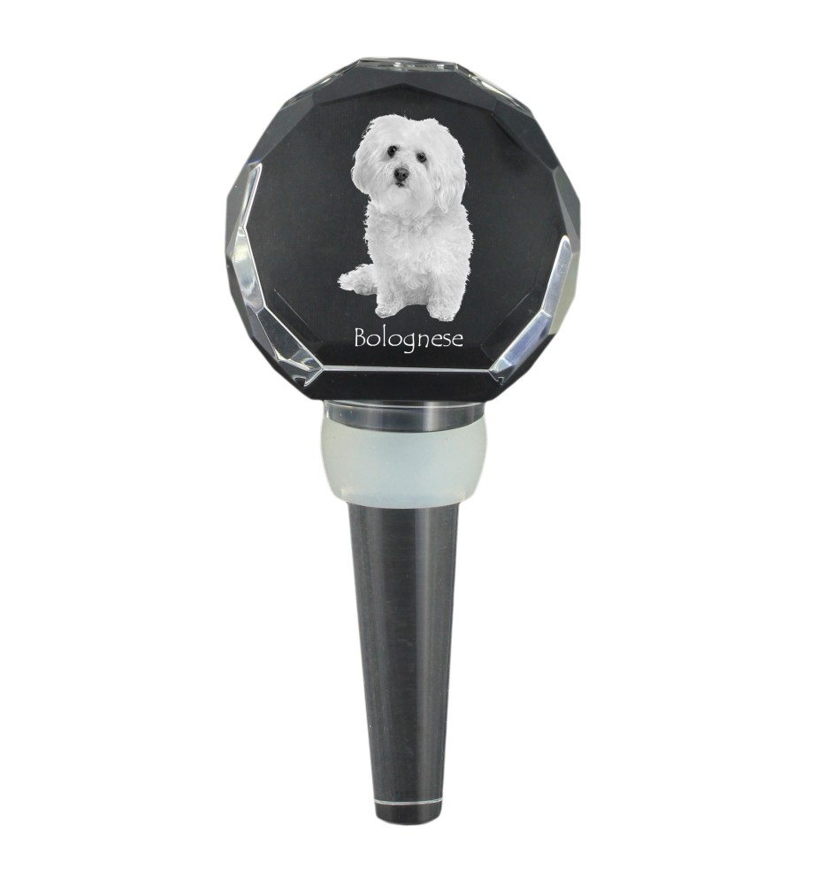 Bichon bolonais, Bolognese - Bouchon de bouteille en cristal, bouchon de vin unique avec photo, cadeau personnalisé pour sommelier par la marque Art-Dog