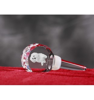 Bichon bolonais, Bolognese - Bouchon de bouteille en cristal, bouchon de vin unique avec photo, cadeau personnalisé pour sommelier par la marque Art-Dog