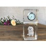 Bichon bolonais, Bolognese - montre en cristal avec photo, photo de chien dans un cristal, horloge de bureau personnalisée de la marque Art-Dog