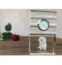 Bichon Bolognese, Bolo, Botoli, Bottolo - glass clock with a photo, photo of a dog in crystal, personalized standing office clock by Art-Dog brand