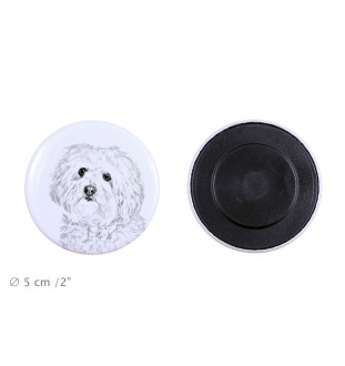Bologneser, Bichon Bolognese Magnet mit einem Hundepfotenabdruck, außergewöhnlich leicht, starker Magnet, handgefertigtes Produkt der Marke Art-Dog