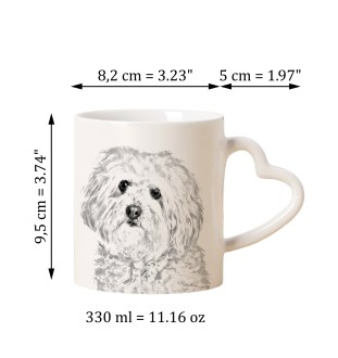 Bichon bolonais, Bolognese - tasse avec chien, une tasse adorable avec une anse en forme de cœur, un cadeau universel de la marque Art-Dog