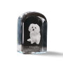Bologneser, Bichon Bolognese - Kristallwürfel mit Bild, Hundebild im Kristall, sechseckiger Papierclip von Art-Dog.