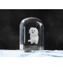 Bichon bolonais, Bolognese - un cube de cristal avec une photo, une photo de chien dans le cristal, un presse-papiers cubique de la marque Art-Dog