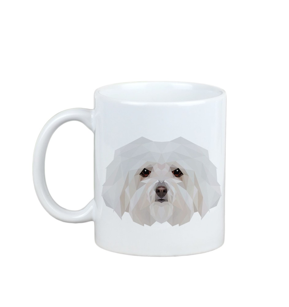 Bichon bolonais, Bolognese - tasse avec une photo et un motif de chien géométrique Art-Dog