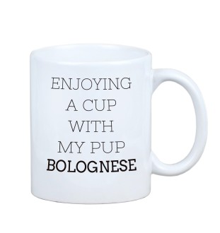 Bichon bolonais, Bolognese - tasse avec une photo et un motif de chien géométrique Art-Dog