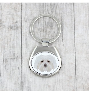 Bichon bolonais, Bolognese - porte-clés géométrique avec photo et inscription Art-Dog