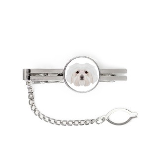Bichon bolonais, Bolognese - épingle de cravate géométrique avec photo et inscription Art-Dog