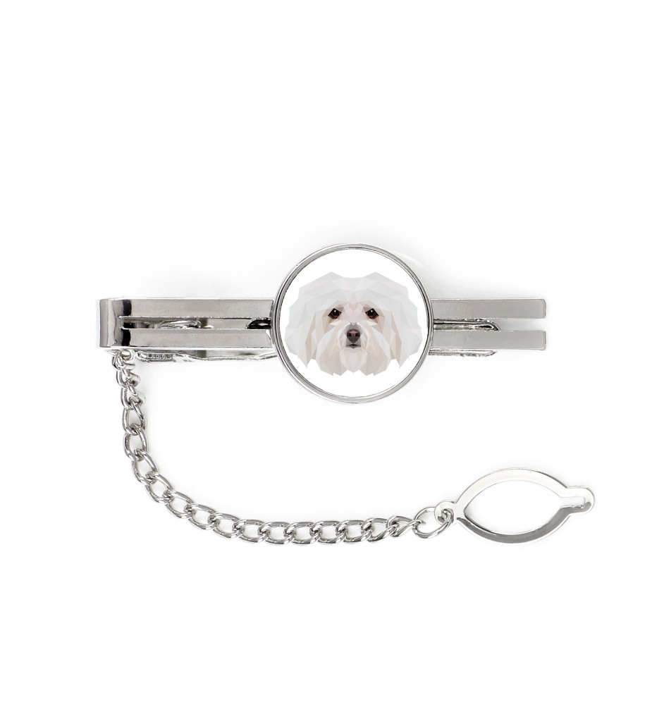 Bichon bolonais, Bolognese - épingle de cravate géométrique avec photo et inscription Art-Dog