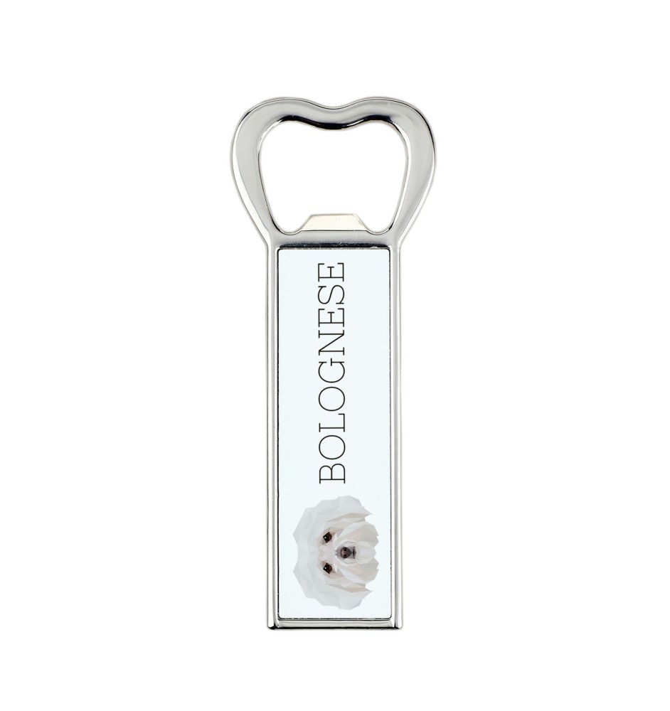 Bichon Bolognese, Bolo, Botoli, Bottolo - bottle opener with a picture and inscription for beer by Art-Dog