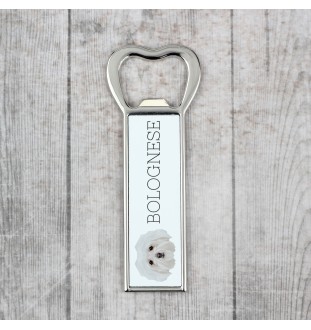 Bichon Bolognese, Bolo, Botoli, Bottolo - bottle opener with a picture and inscription for beer by Art-Dog