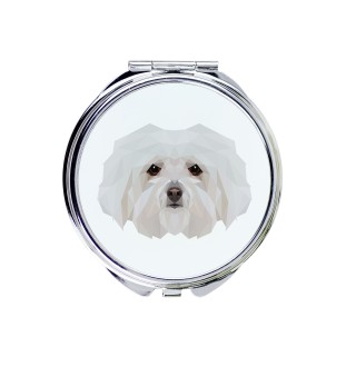Bichon bolonais, Bolognese - miroir avec une image et un motif géométrique de la marque Art-Dog