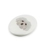 Bichon Bolognese, Bolo, Botoli, Bottolo - a plate with a geometric design and the brand name Art-Dog