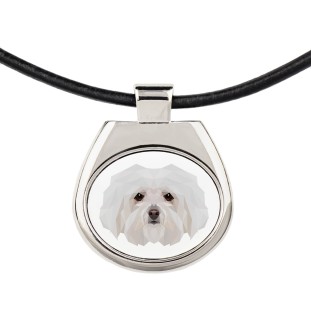 Bologneser, Bichon Bolognese - Halskette mit einem Foto und einem geometrischen Schriftzug der Marke Art-Dog