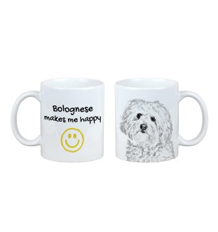 Bichon bolonais, Bolognese - tasse avec chien, une tasse joyeuse pour les amoureux des chiens, un cadeau personnalisé de la marque Art-Dog
