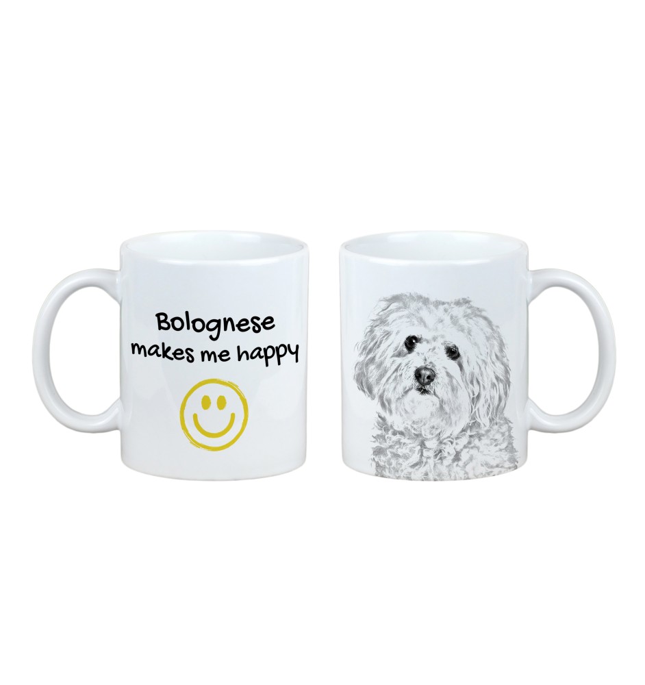 Bichon bolonais, Bolognese - tasse avec chien, une tasse joyeuse pour les amoureux des chiens, un cadeau personnalisé de la marque Art-Dog