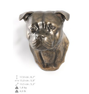 English Staffordshire Terrier - Dog statue, hanging bust, unique decoration for dog lover by Art-Dog brand