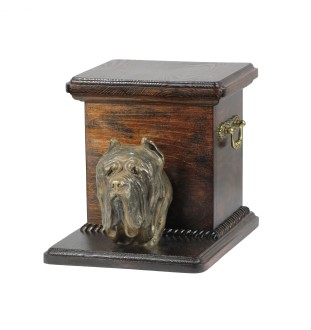 Mastino Napoletano, Neapolitanischer Mastiff - Eine Urne für die Asche eines Hundes mit einer Statuette, eine elegante Urne für einen Hund, eine außergewöhnliche Urne mit dem Porträt eines Hundes von