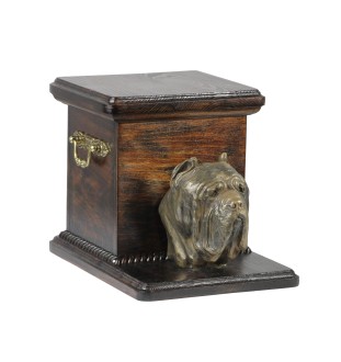 Neapolitan Mastiff, Mastino Napoletano - urn for dog ashes with a statuette, elegant urn for a dog, unique urn with a bust of a dog by Art-Dog brand