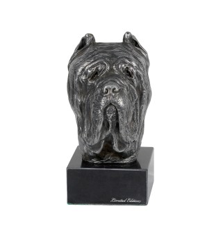 Neapolitan Mastiff, Mastino Napoletano - figurine on marble, covered with silver metal, handmade, brand Art-Dog